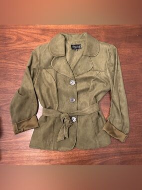Vintage Studio 17 Olive Green Suede Belted Blazer